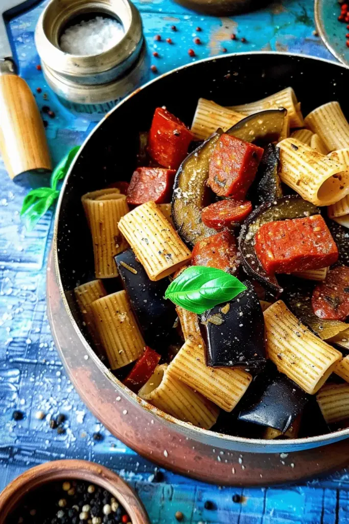 Auberginen-Pasta mit Chorizo – nur 5 Zutaten