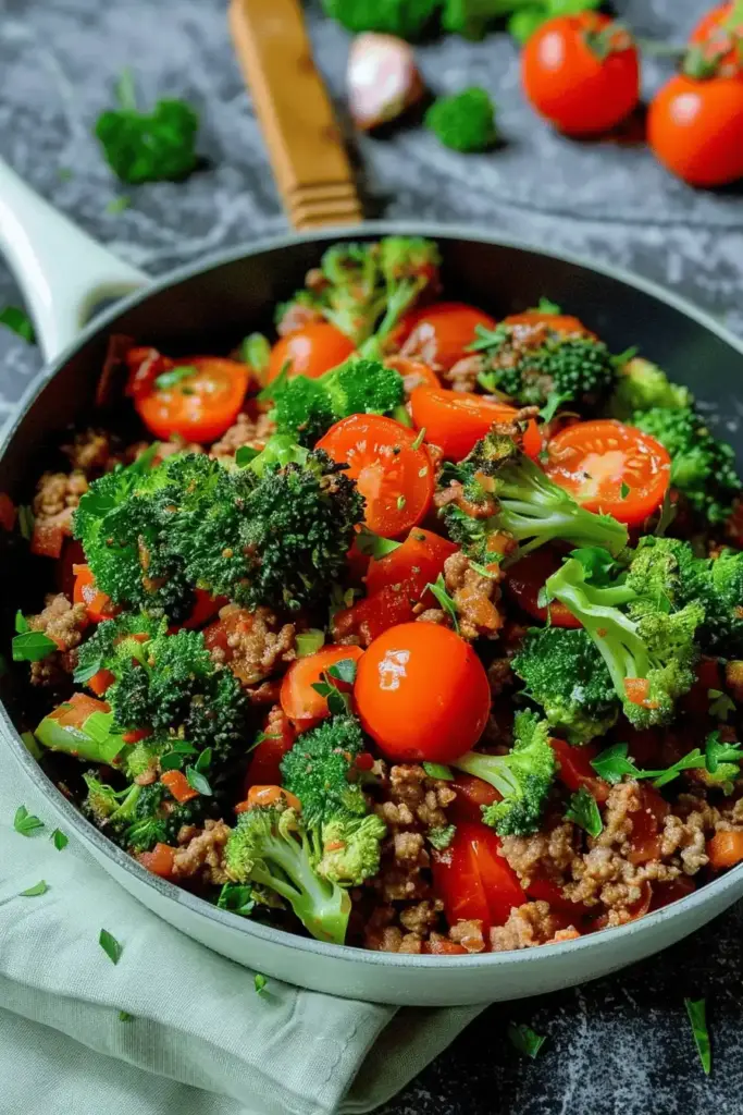 Brokkoli-Hackfleisch-Pfanne – ein schnelles Low Carb Rezept