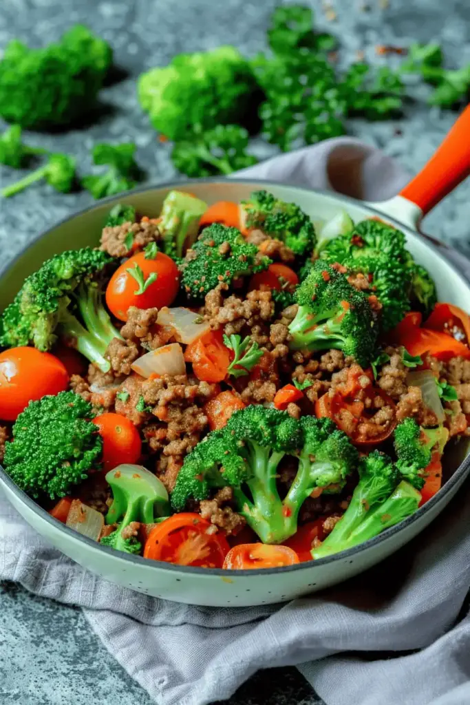 Brokkoli-Hackfleisch-Pfanne – ein schnelles Low Carb Rezept