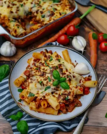 Einfacher Nudelauflauf mit Hackfleisch