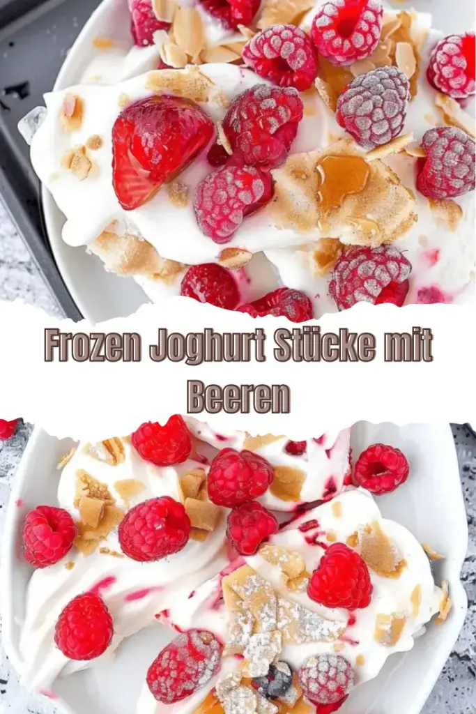 Frozen yogurt pieces with berries