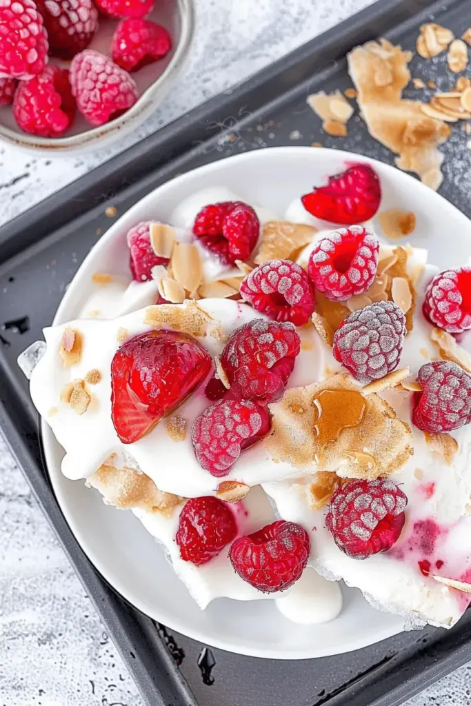 Frozen Joghurt Stücke mit Beeren