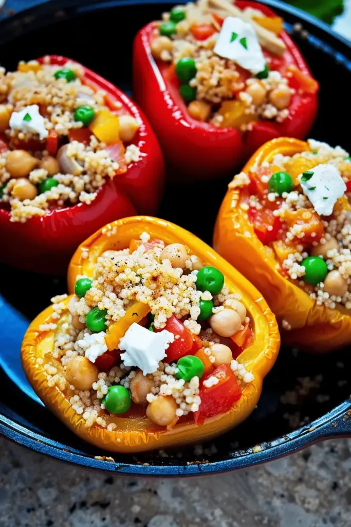 Gefüllte Paprika mit Couscous und Feta