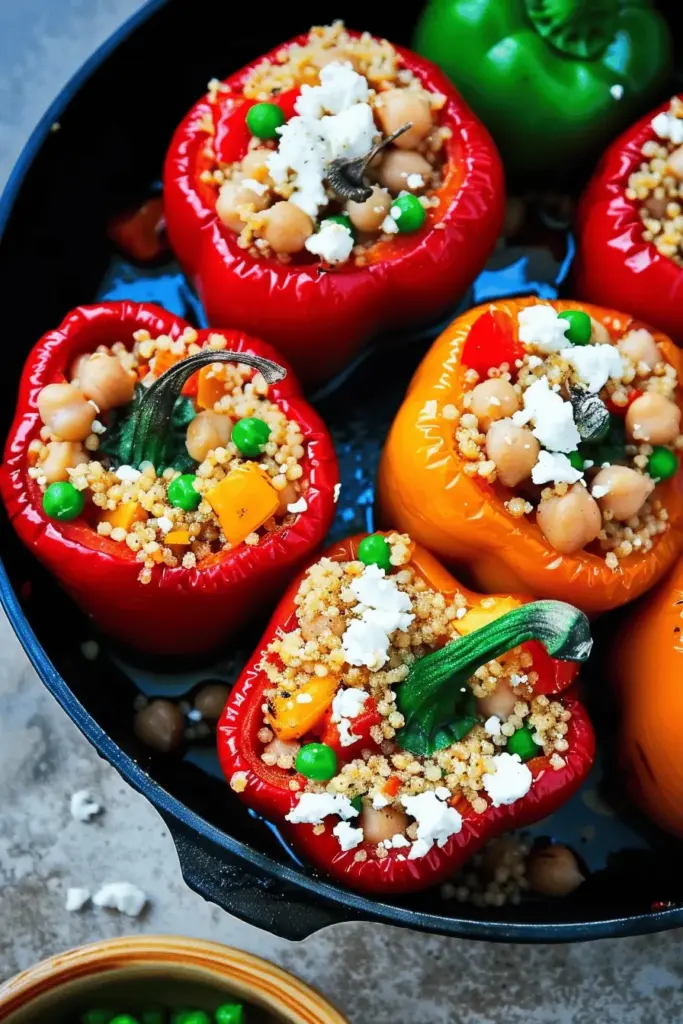 Gefüllte Paprika mit Couscous und Feta