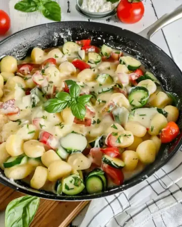 Gnocchi-Gemüse-Pfanne mit Frischkäse