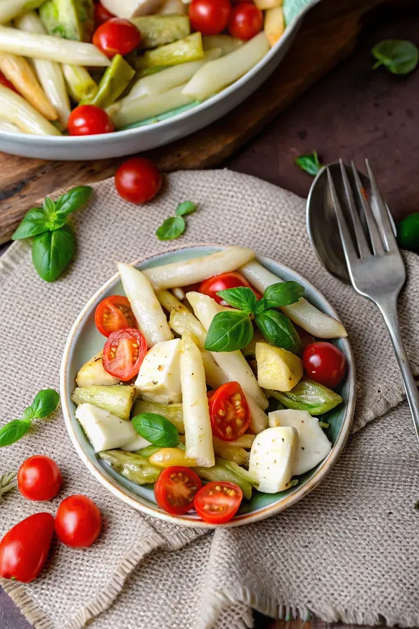 Italienischer Spargelsalat mit weißem Spargel und Avocado