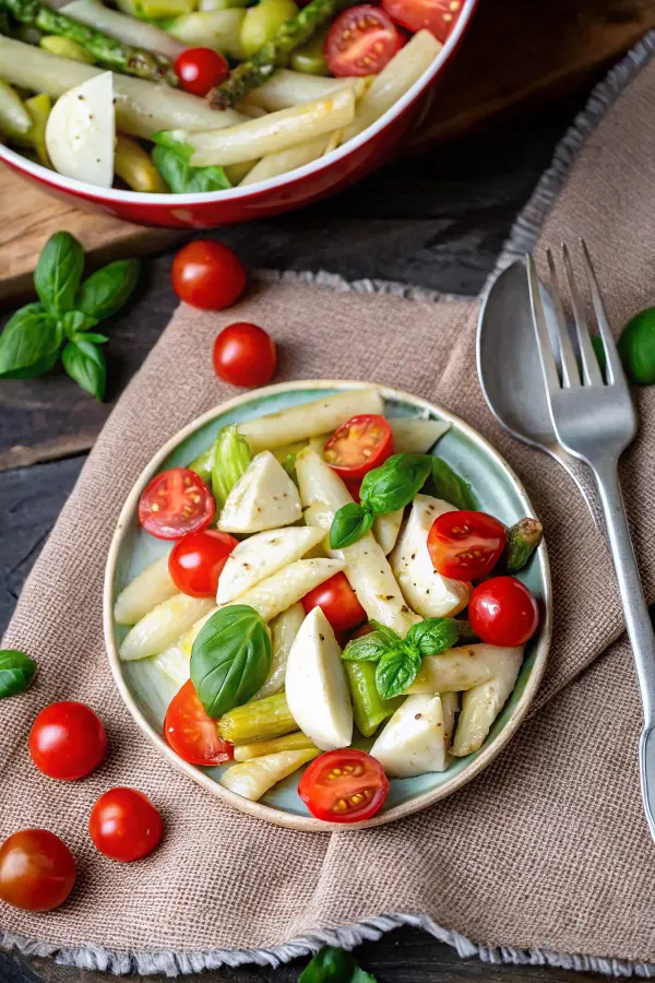 Italienischer Spargelsalat mit weißem Spargel und Avocado
