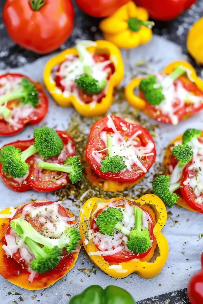 Low Carb gefüllte Pizza-Paprika mit Brokkoli