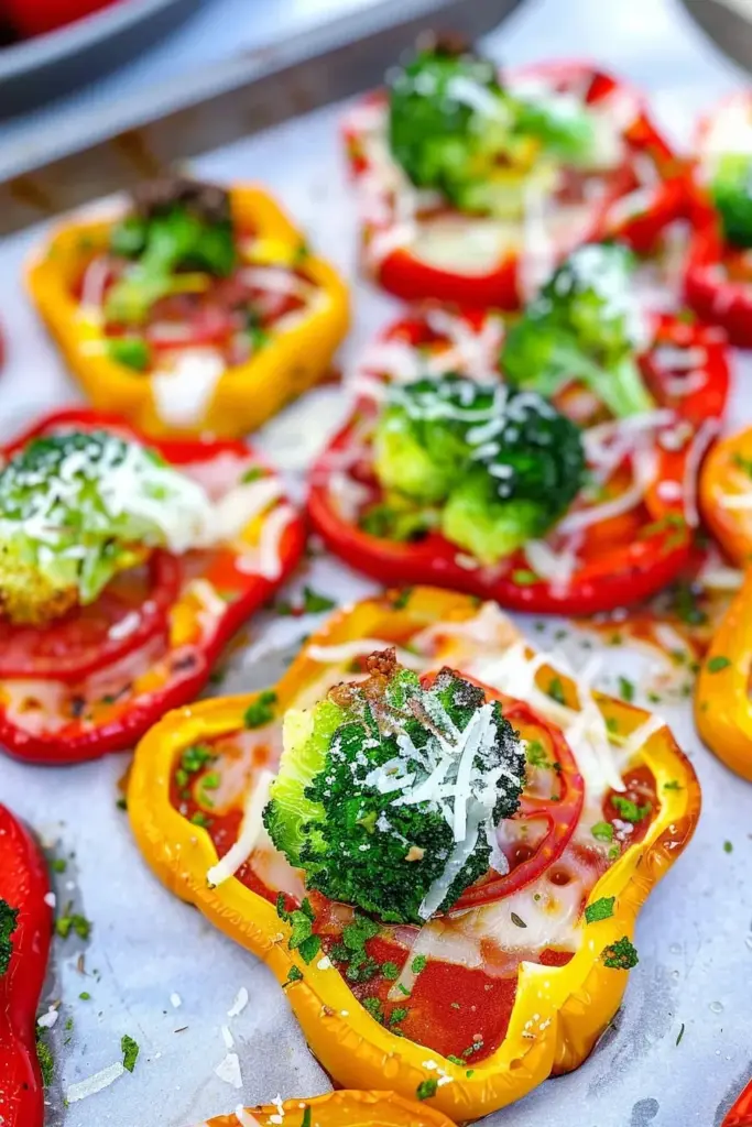 Low Carb gefüllte Pizza-Paprika mit Brokkoli