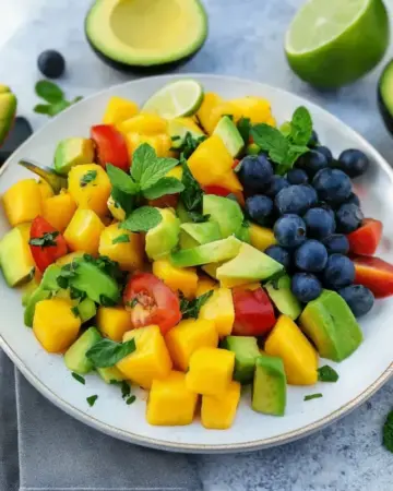 Mangosalat mit Avocado und Minze