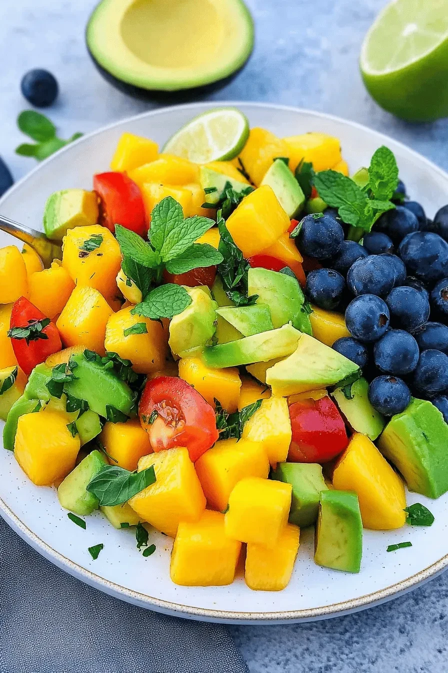 Mangosalat mit Avocado und Minze