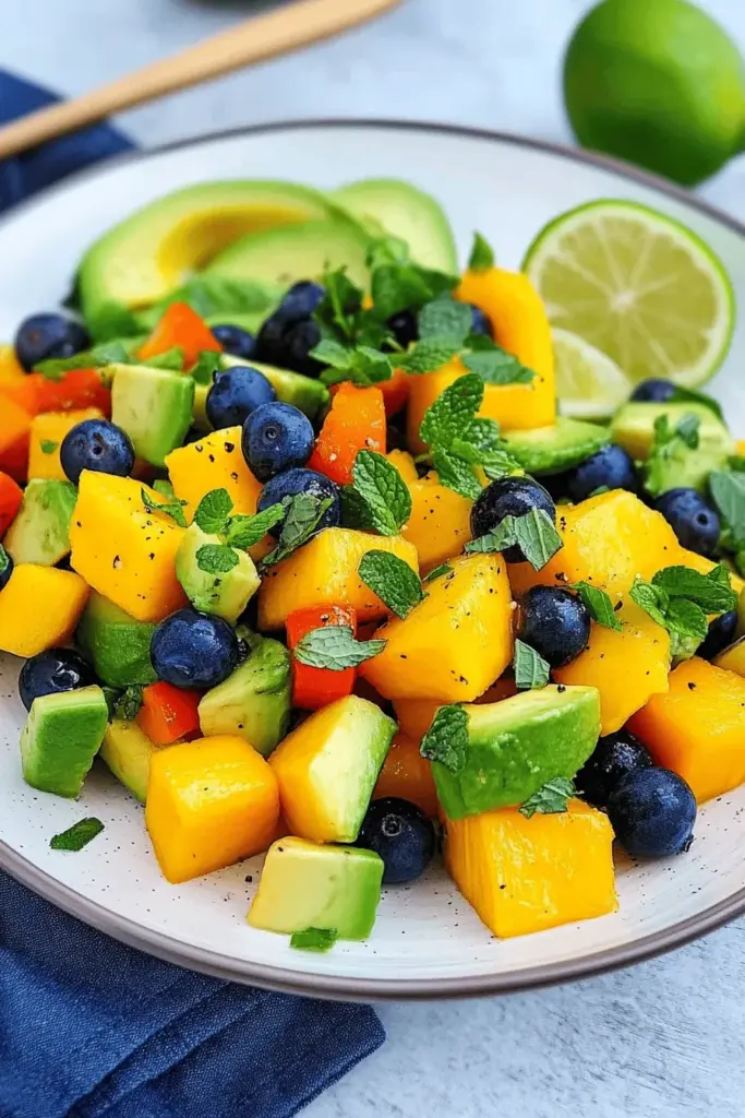 Mangosalat mit Avocado und Minze