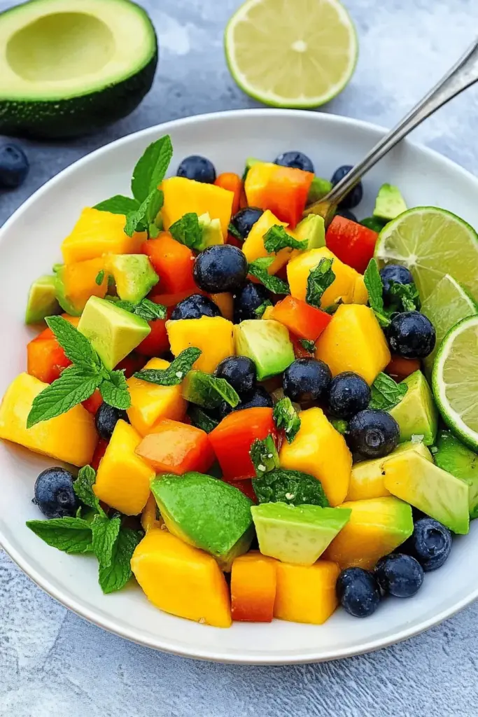Mangosalat mit Avocado und Minze
