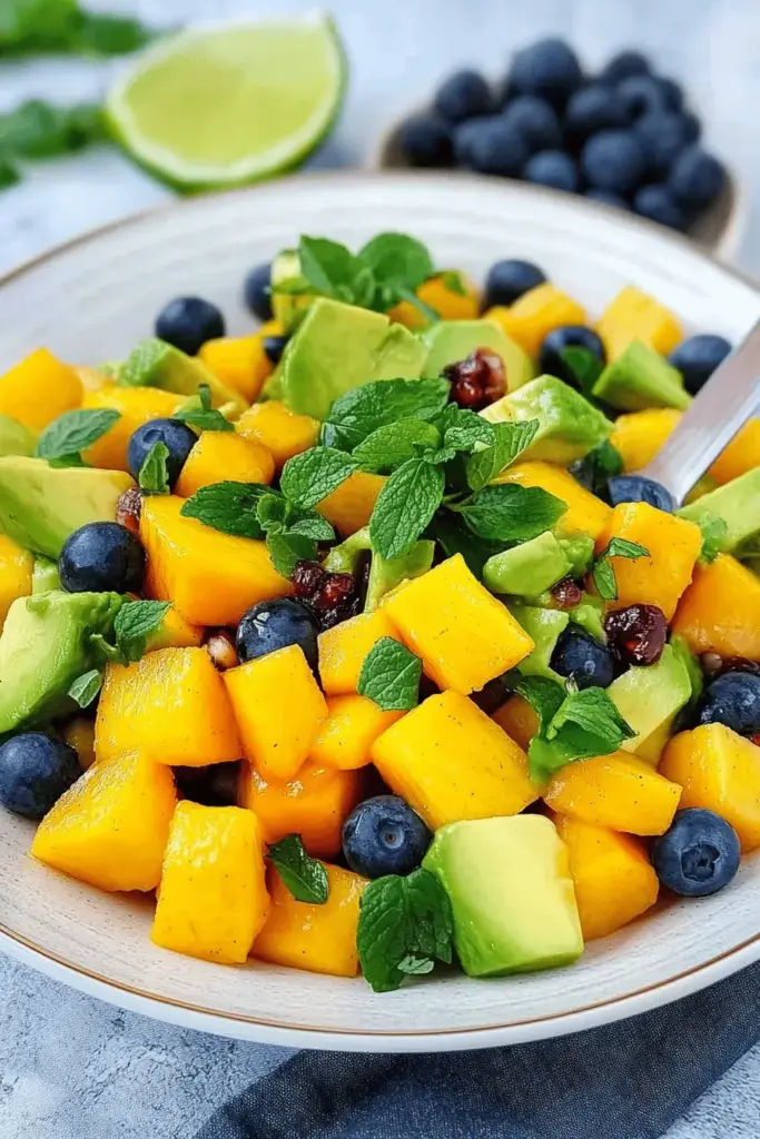 Mangosalat mit Avocado und Minze