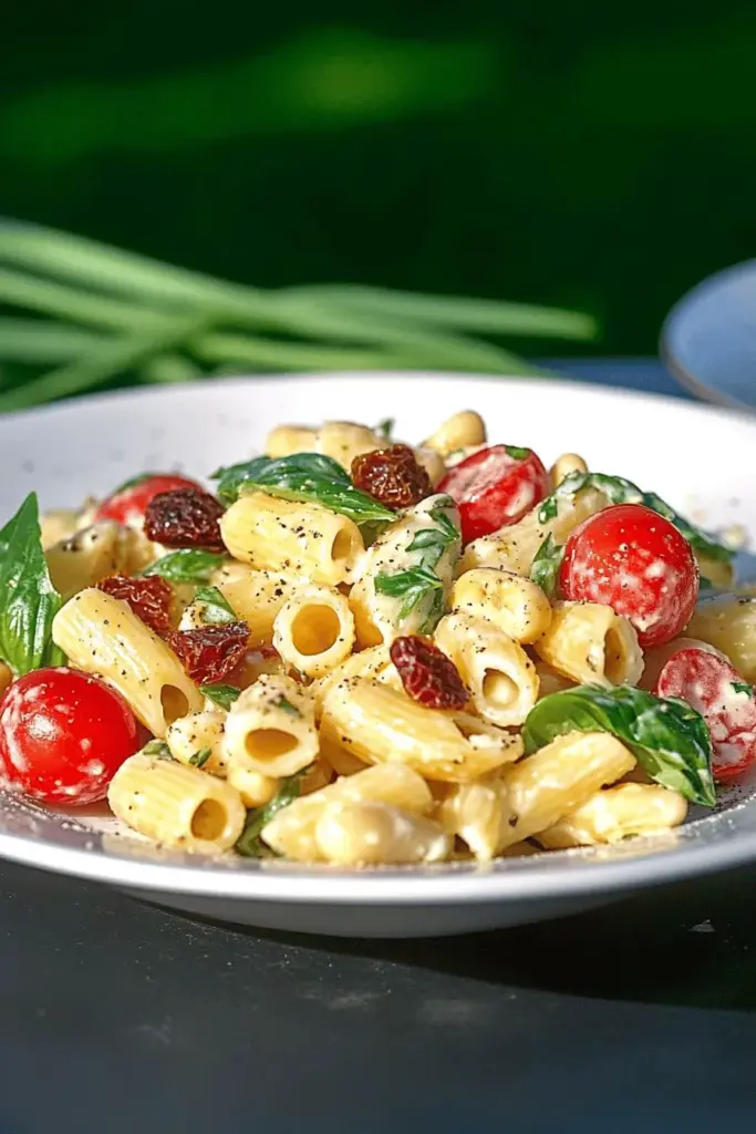 Nudelsalat mit Bohnen, Tomaten und Walnüssen