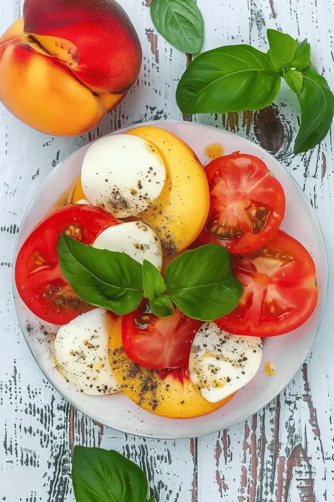 Pfirsich-Caprese-Salat – schneller Sommersalat