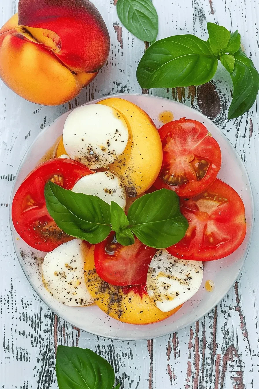 Pfirsich-Caprese-Salat – schneller Sommersalat