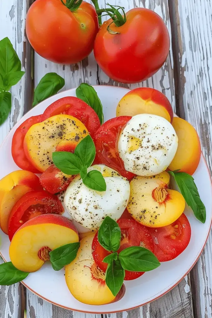 Pfirsich-Caprese-Salat – schneller Sommersalat