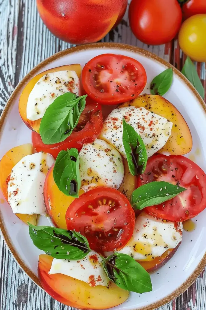 Pfirsich-Caprese-Salat – schneller Sommersalat