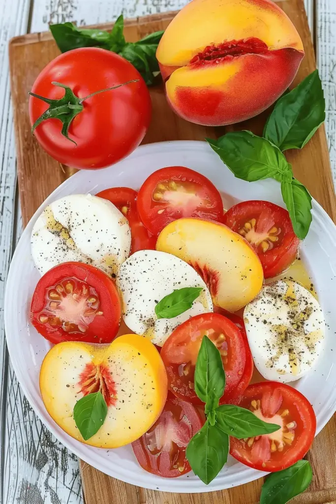 Pfirsich-Caprese-Salat – schneller Sommersalat
