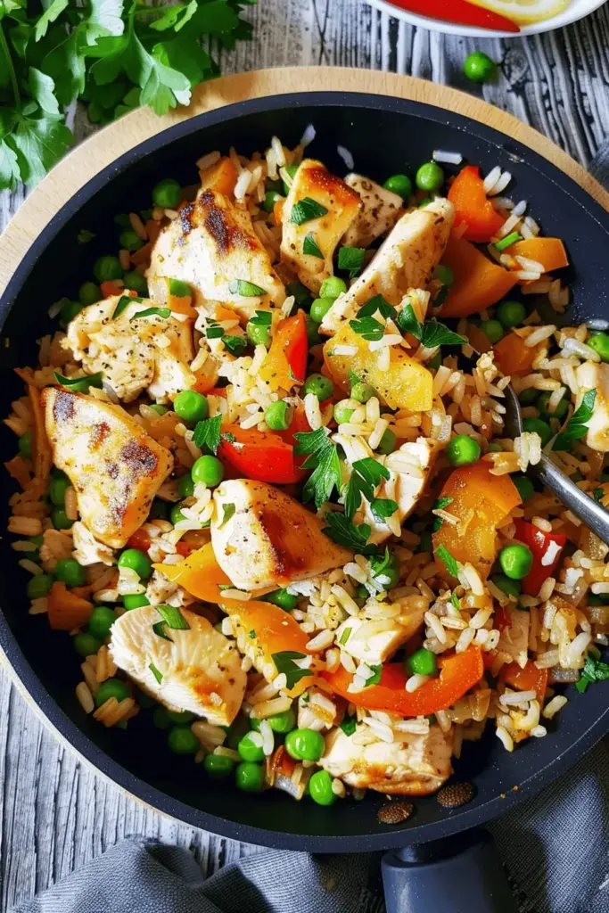 Reispfanne mit Hähnchen