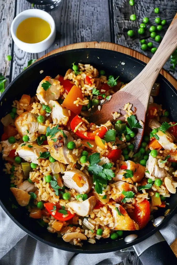 Reispfanne mit Hähnchen