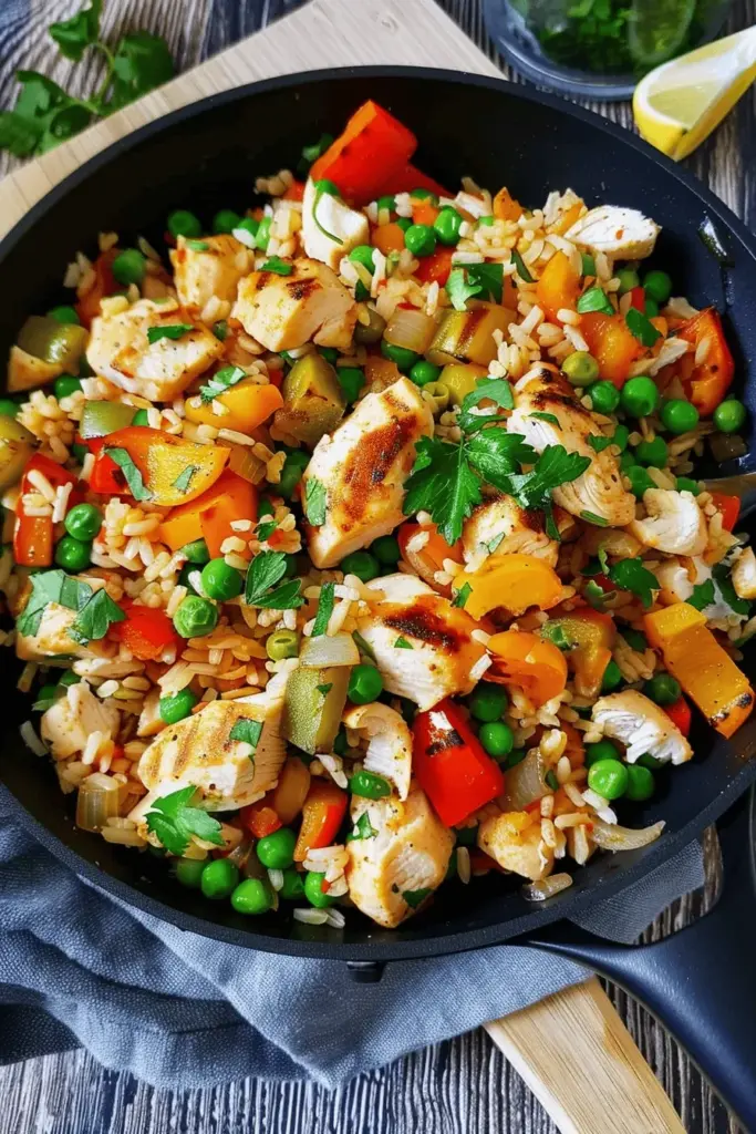 Reispfanne mit Hähnchen
