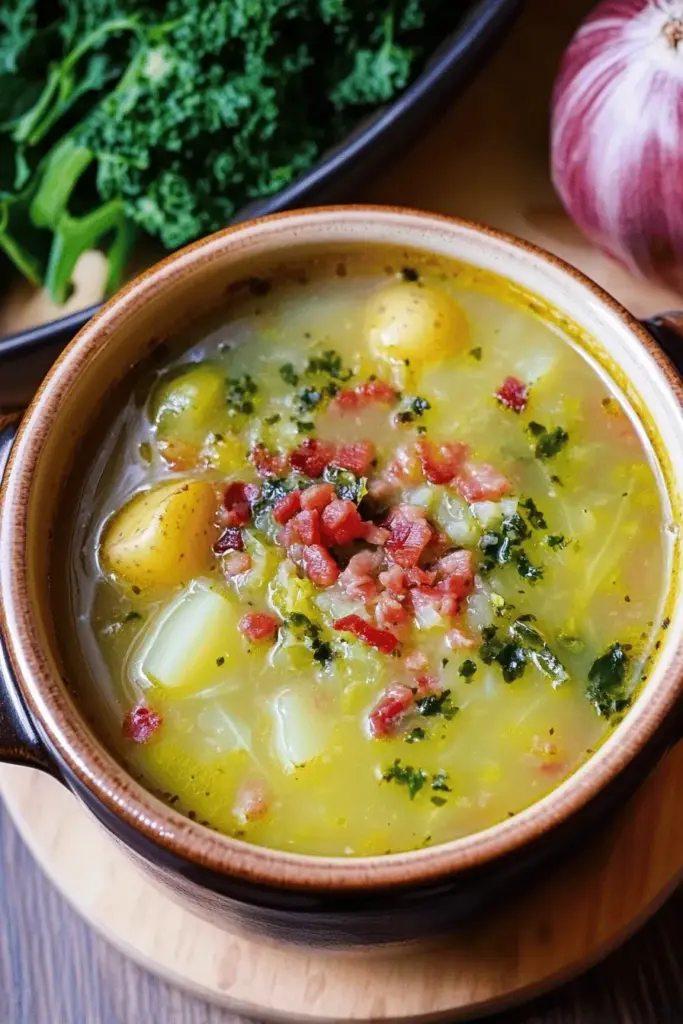 Savoy Cabbage Soup with Potatoes and Bacon