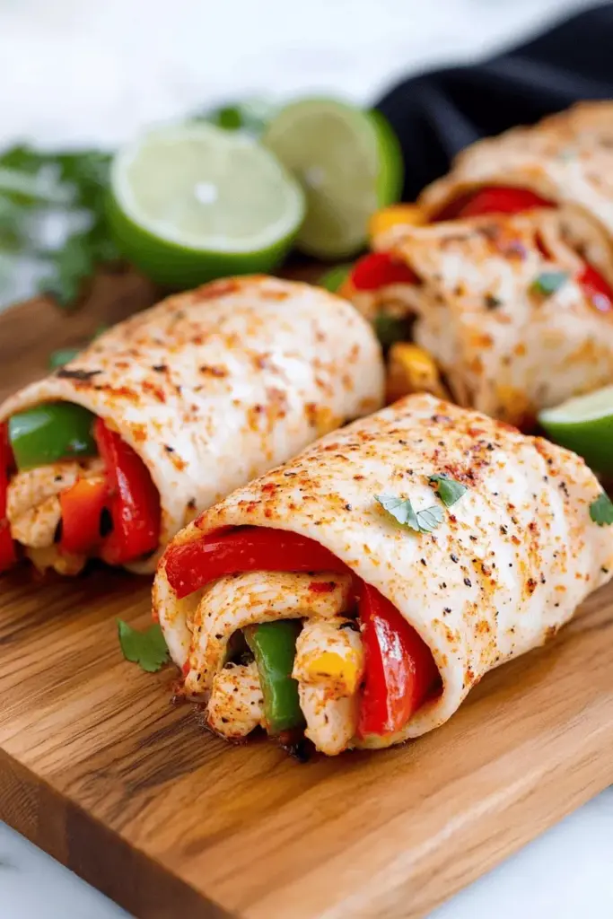 Schnelle Low Carb Hähnchen Fajita Röllchen