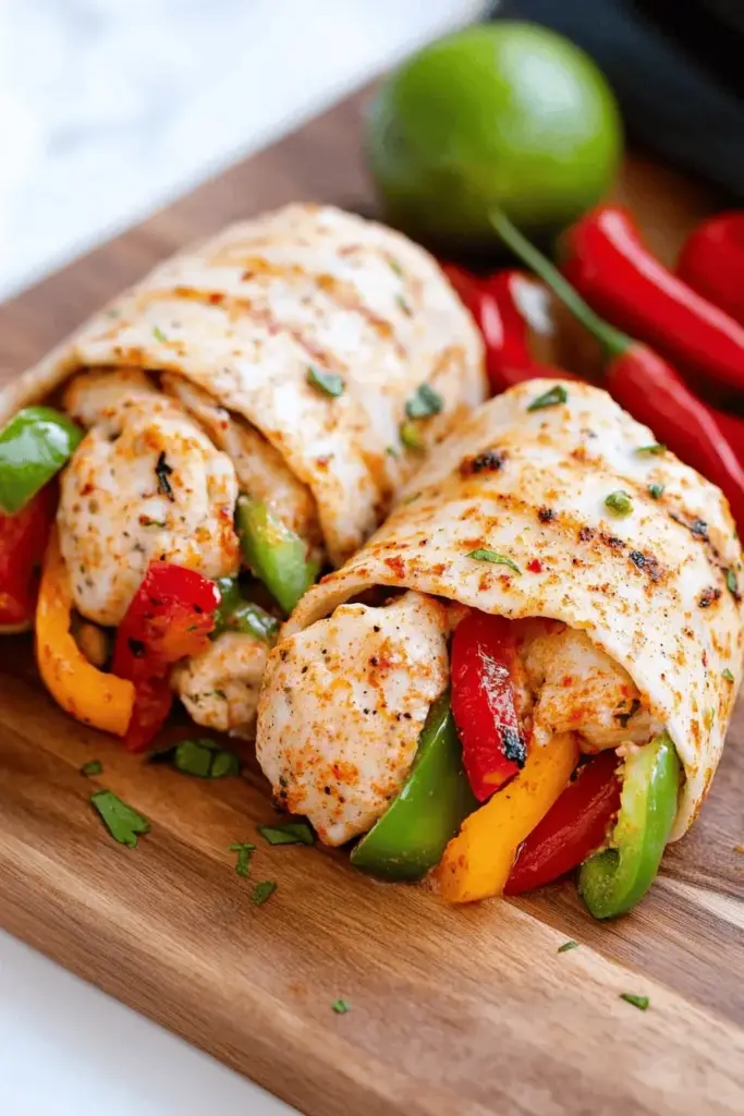 Schnelle Low Carb Hähnchen Fajita Röllchen