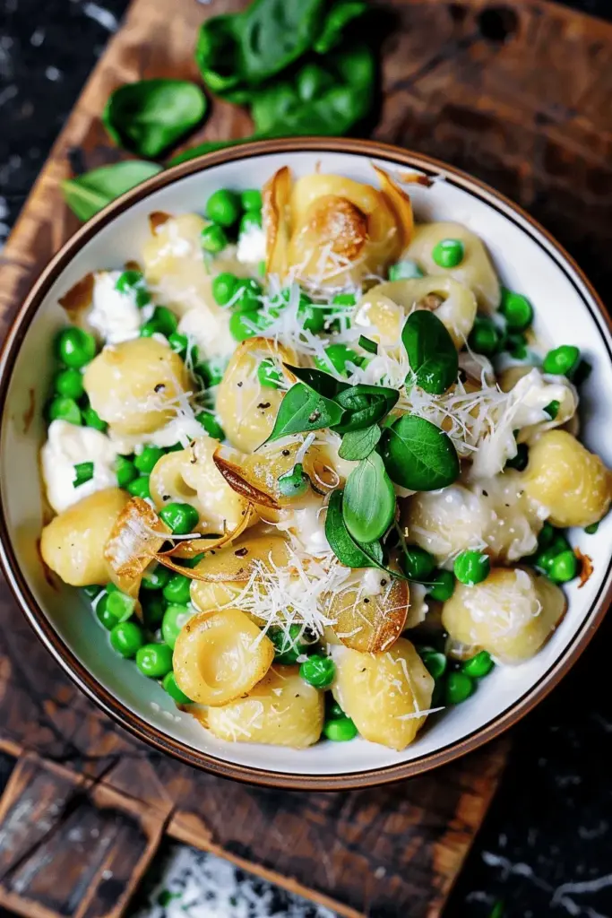 Schneller Auflauf mit Gnocchi und Erbsen