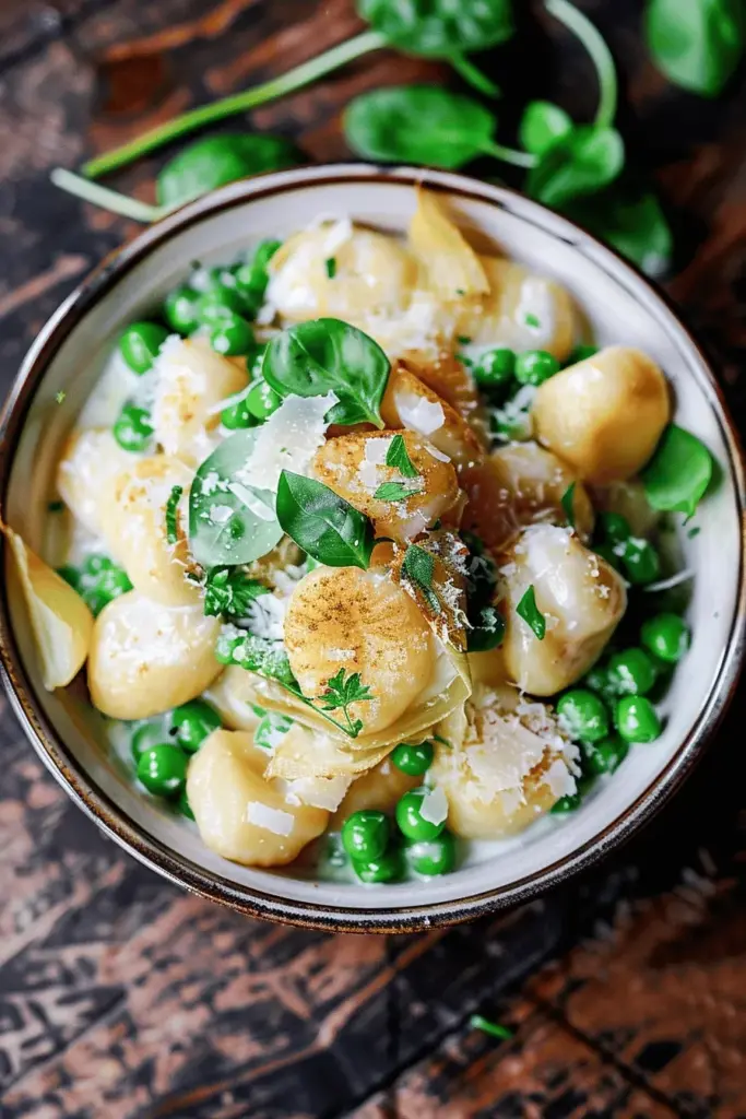 Schneller Auflauf mit Gnocchi und Erbsen