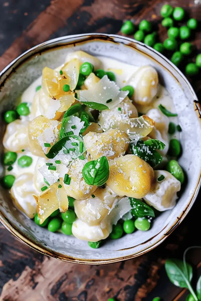 Schneller Auflauf mit Gnocchi und Erbsen