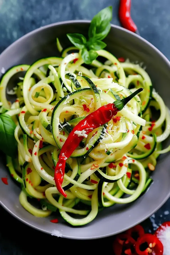 Zoodles mit Knoblauch und Chili