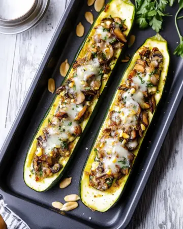 Gefüllte Zucchini mit Champignons und Knoblauchjoghurt Img