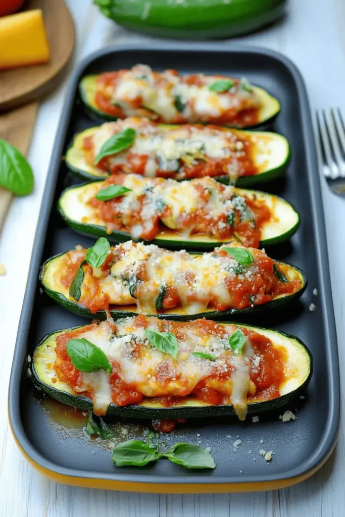 Gefüllte Zucchini mit Hähnchen