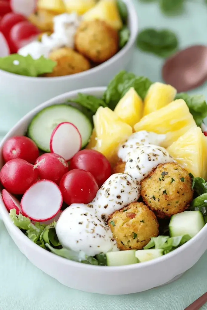 Low Carb Falafel-Bowl mit Senf-Dressing