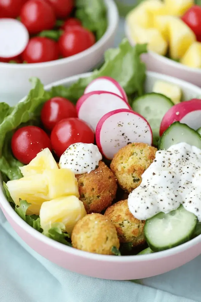 Low Carb Falafel-Bowl mit Senf-Dressing