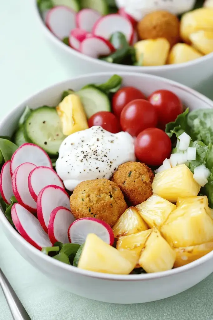 Low Carb Falafel-Bowl mit Senf-Dressing