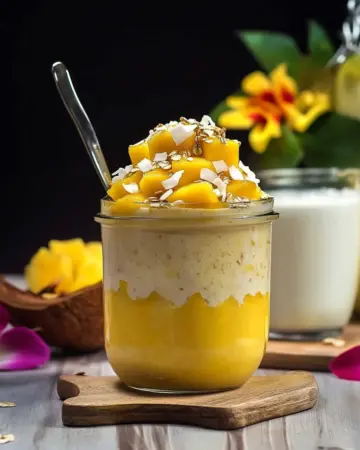 Mango-Joghurt mit Kokos und Haferflocken
