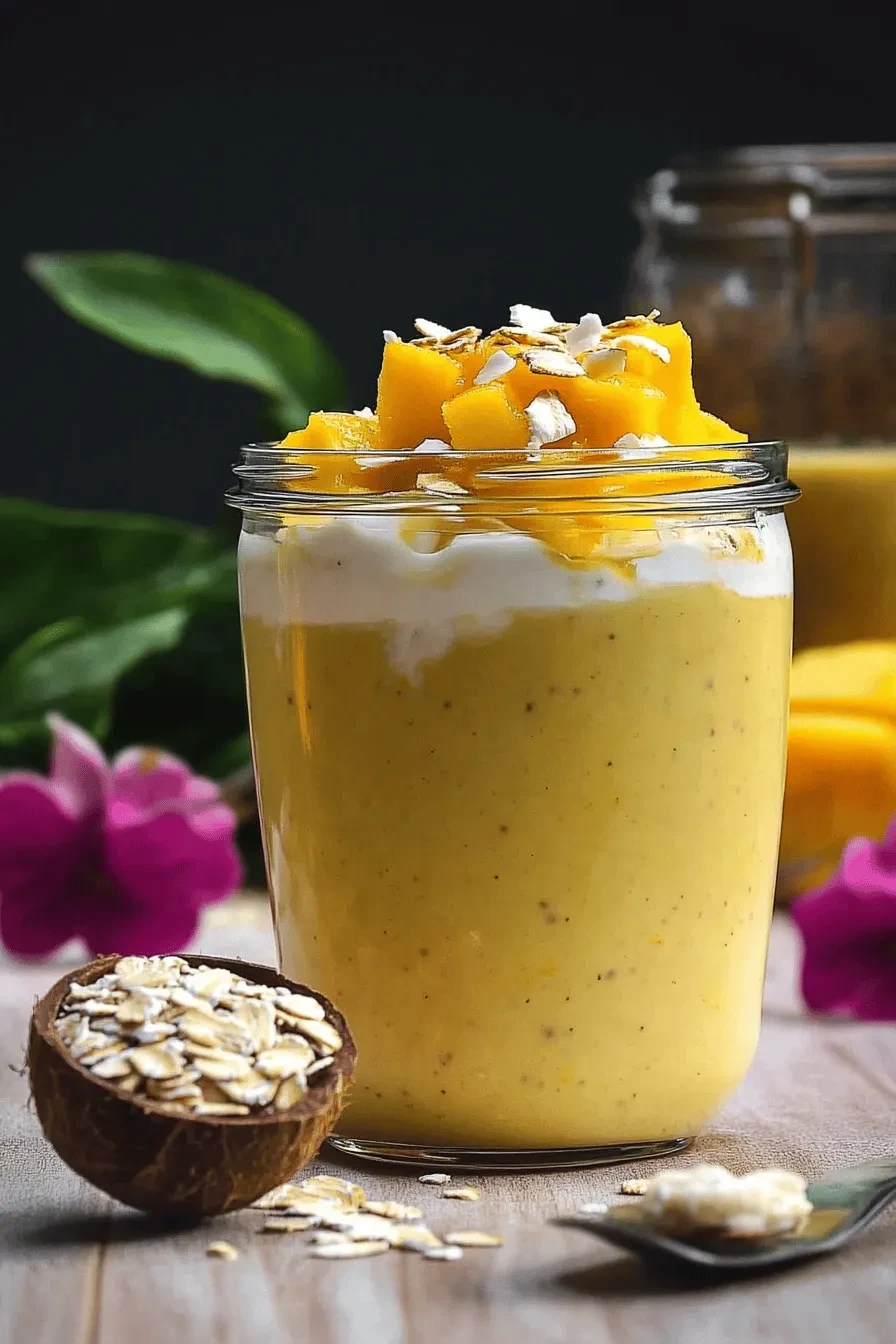 Mango-Joghurt mit Kokos und Haferflocken
