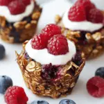 Müslimuffins mit Haferflocken, Beeren + Joghurt