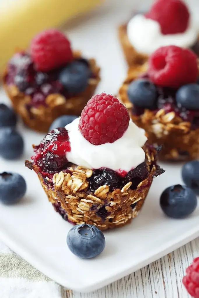 Müslimuffins mit Haferflocken, Beeren + Joghurt