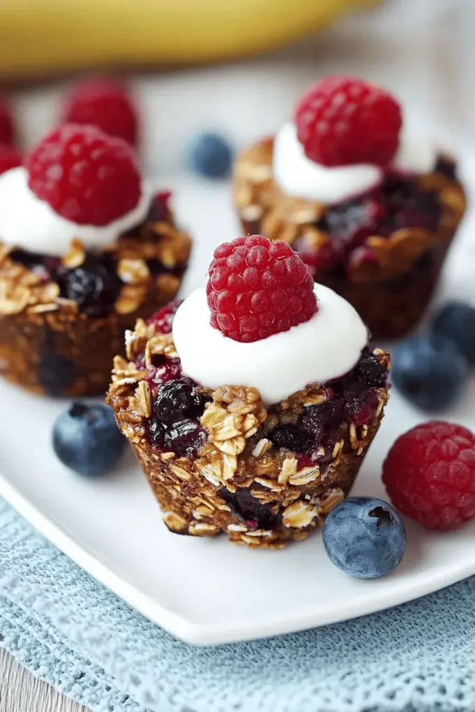 Müslimuffins mit Haferflocken, Beeren + Joghurt
