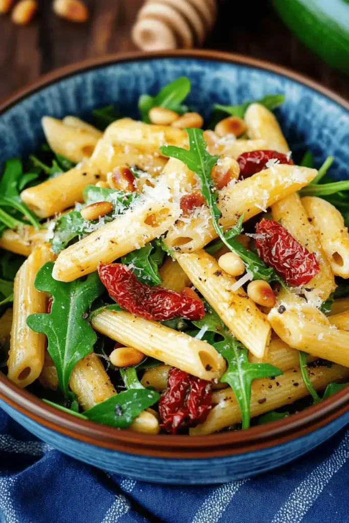 Nudelsalat mit Honig-Senf-Dressing