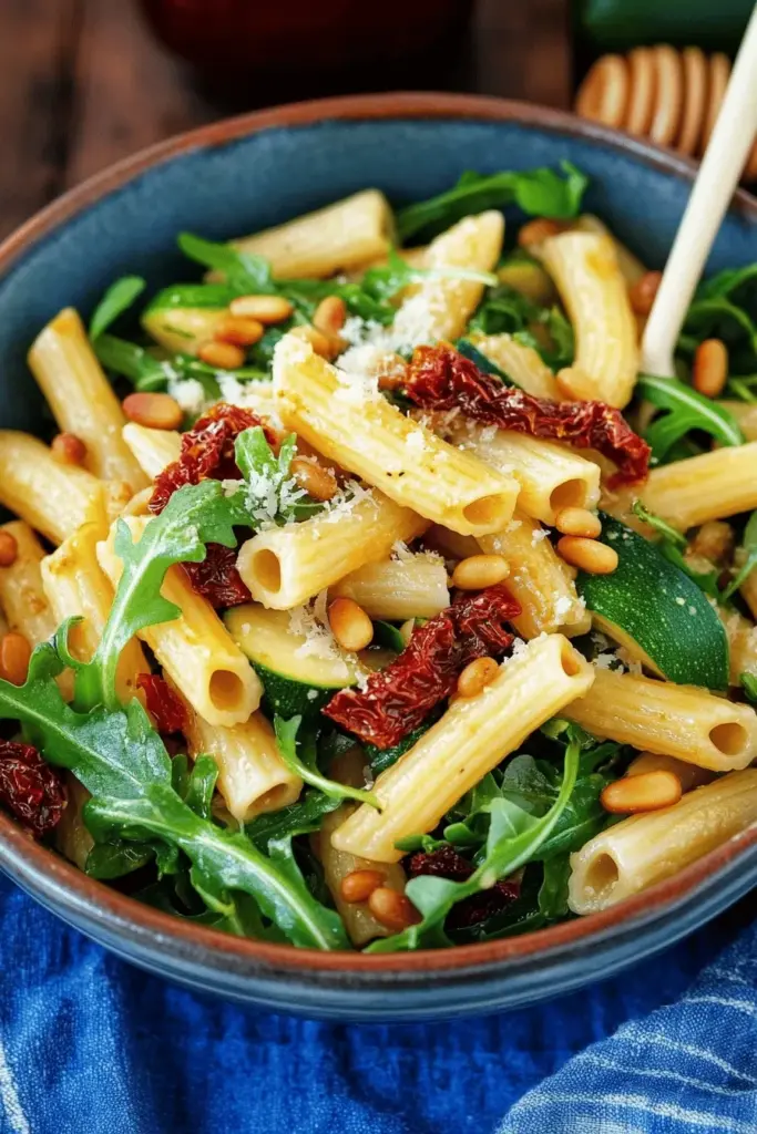 Nudelsalat mit Honig-Senf-Dressing