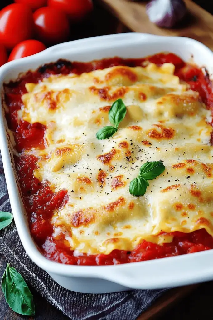 Ravioliauflauf mit Tomatensauce