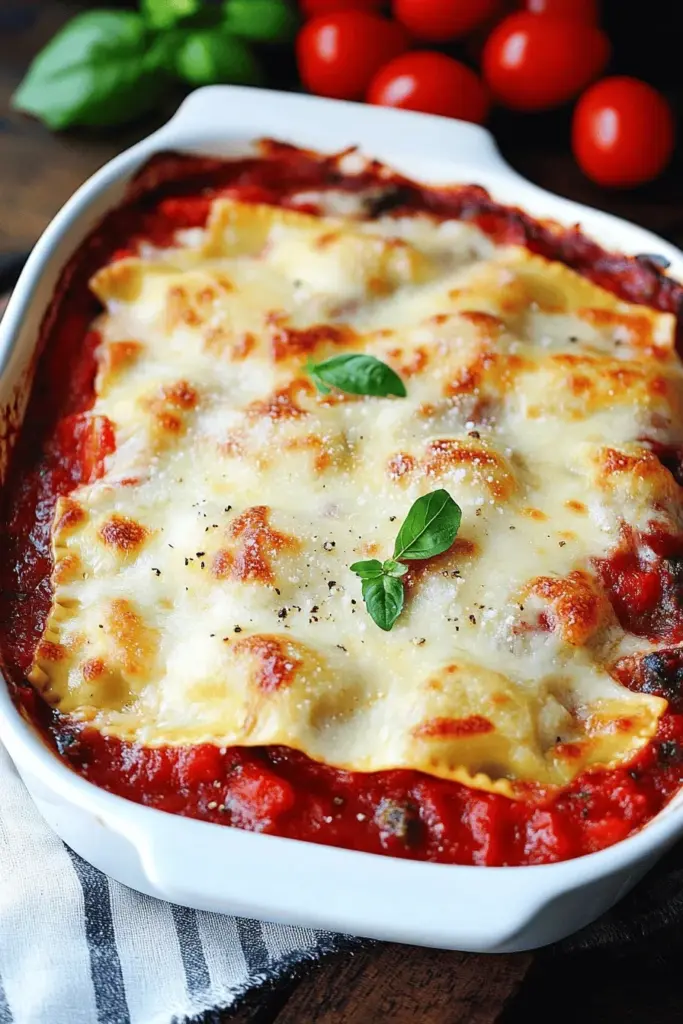 Ravioliauflauf mit Tomatensauce