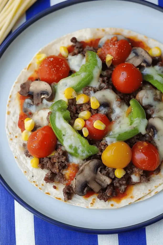 Schnelle Tortilla-Pizza mit Hackfleisch