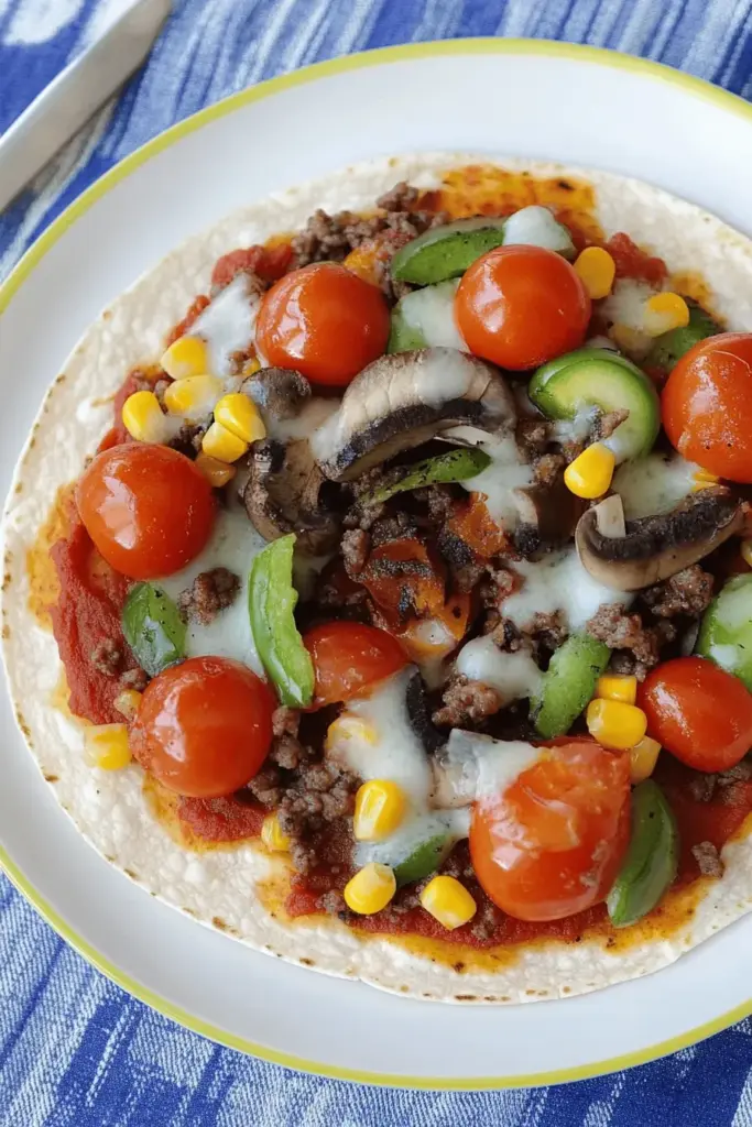 Schnelle Tortilla-Pizza mit Hackfleisch